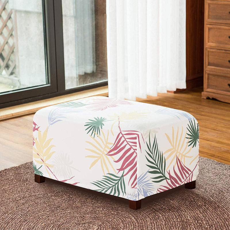 Symple Stuff Leaves Printed Storage Rectangle Ottoman Slipcover & Reviews Wayfair
